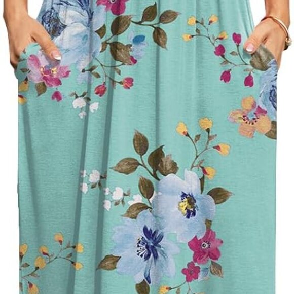 Womens 2025 Summer Maxi Dresses Casual Short Sleeve Empire Waist Spring Long Dre - Picture 4 of 4